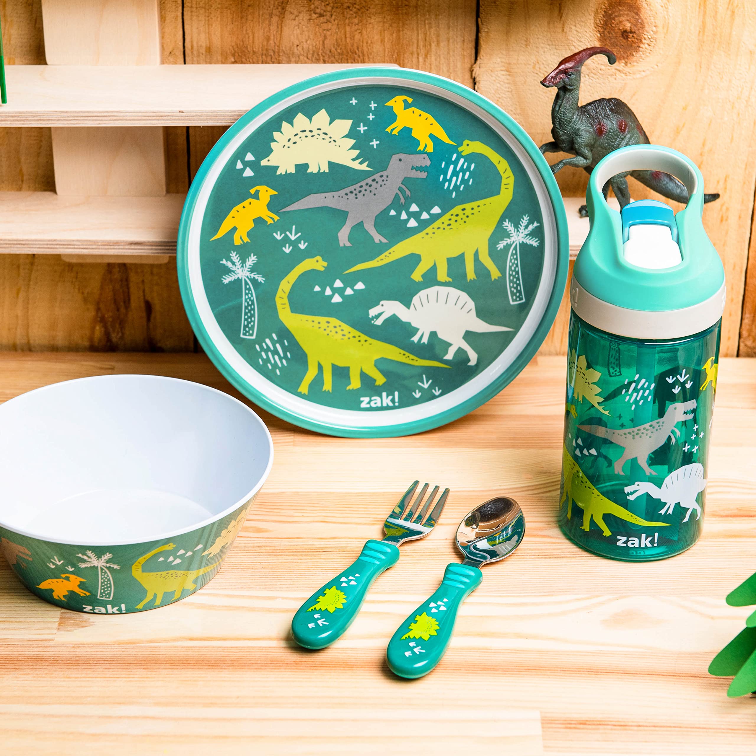 Zak Designs dinosaur dinnerware bowl 6-inch for easy scooping.