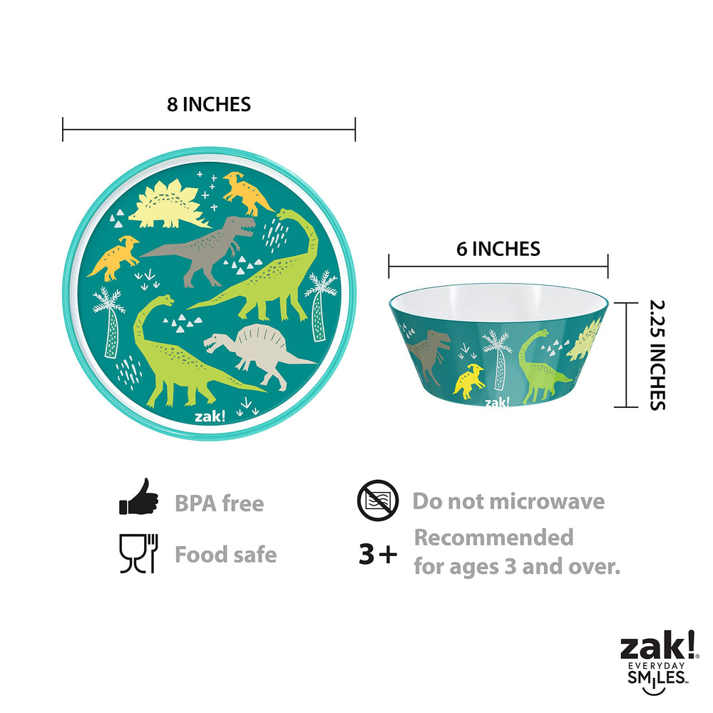 Zak Designs dinosaur dinnerware fork with kid-safe grip.