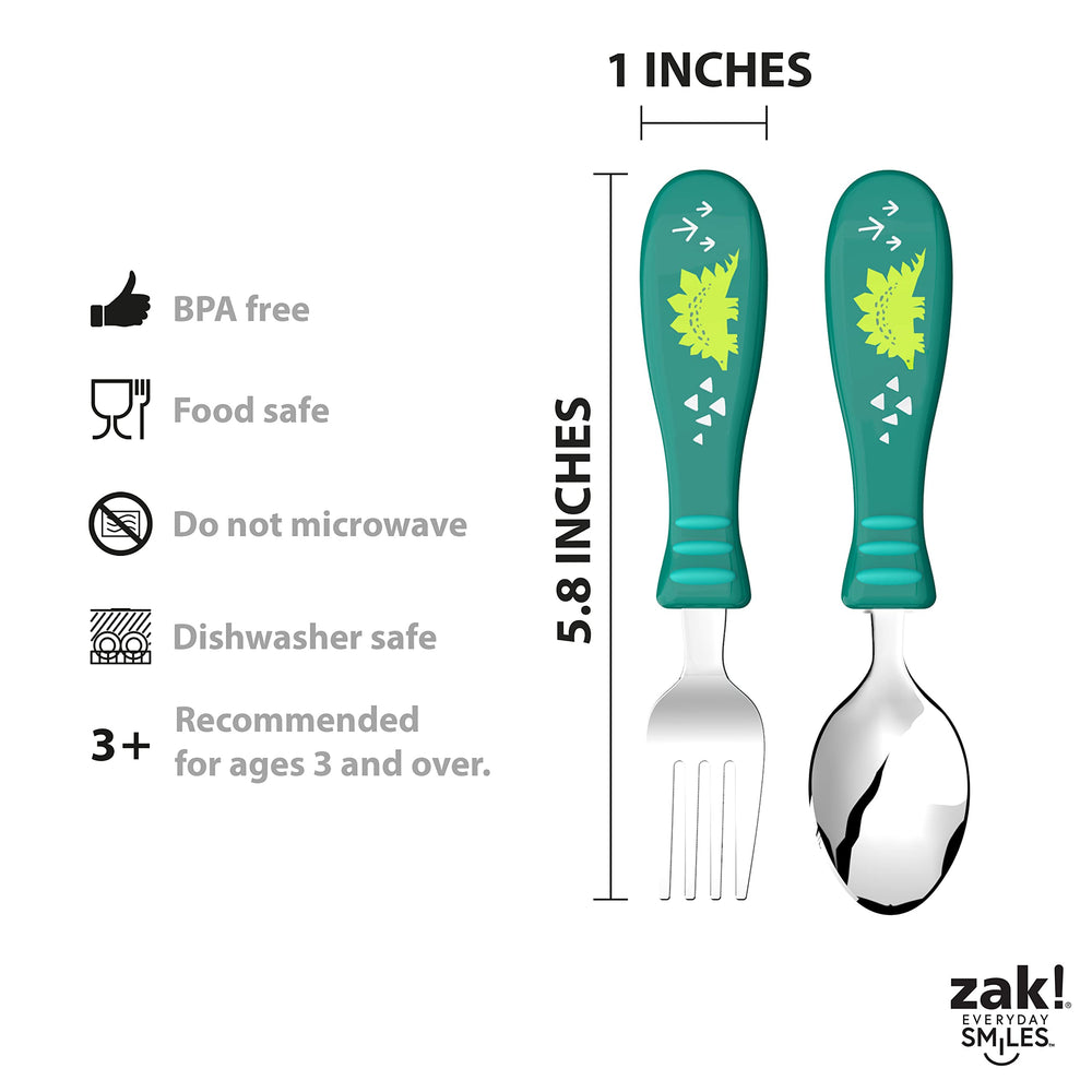 Zak Designs dinosaur dinnerware graphic-closeup highlights durable materials and colors.