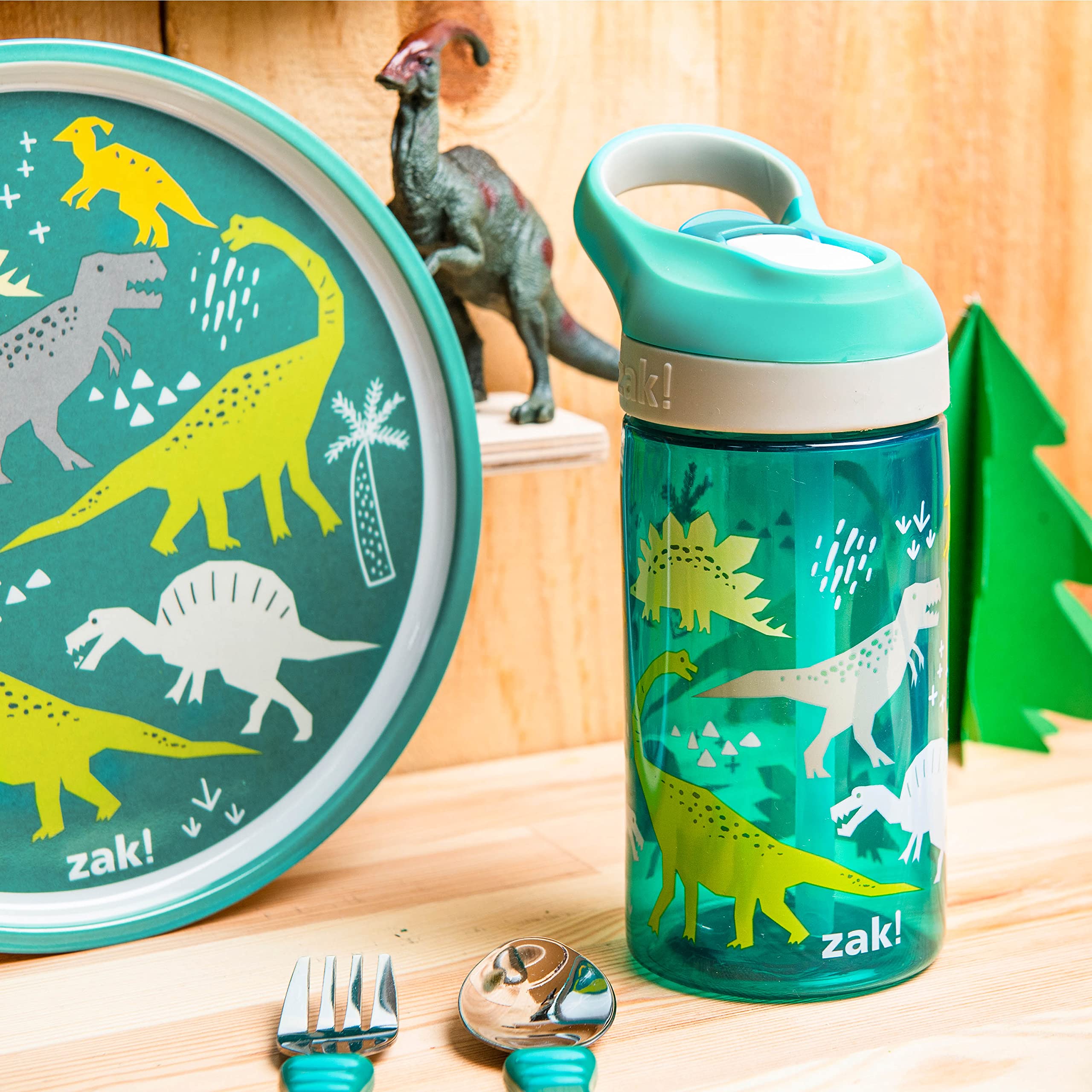 Zak Designs dinosaur dinnerware plate 8-inch supports kid-friendly meals.