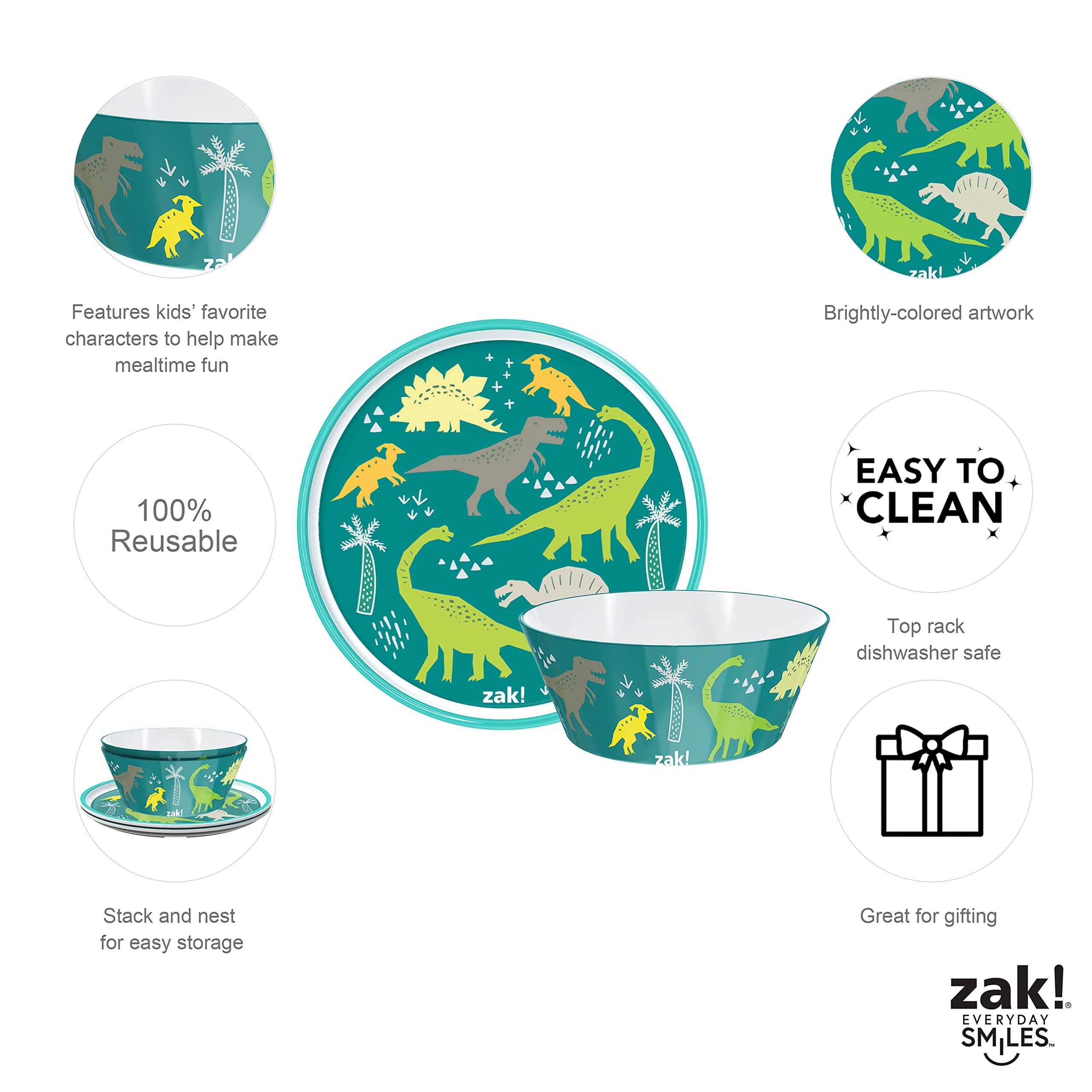 Zak Designs dinosaur dinnerware spoon designed for small hands.