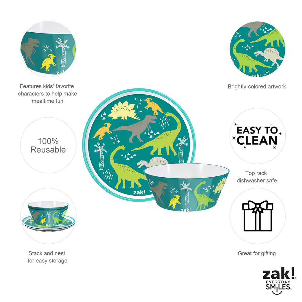 Zak Designs dinosaur dinnerware spoon designed for small hands.