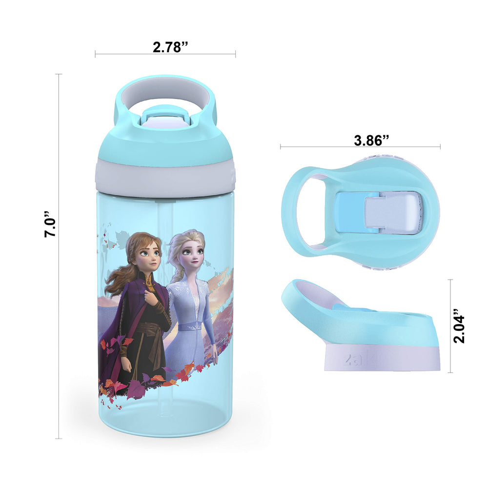 Zak Designs Disney Frozen 2 dinnerware set combines durable plastic and stainless steel for daily use.