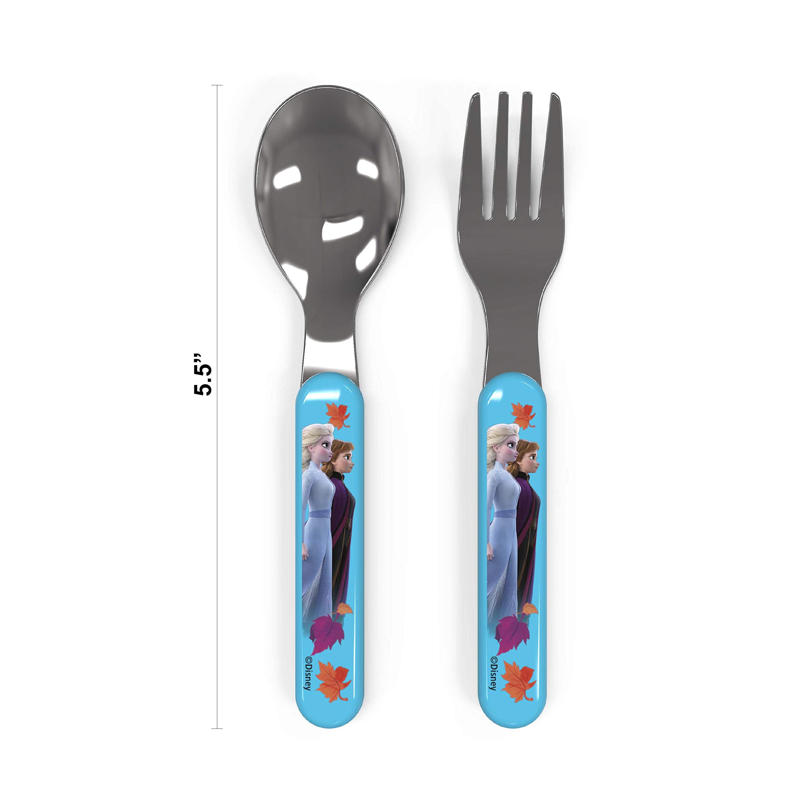 Zak Designs Disney Frozen 2 kid spoon supports comfortable scooping at snack time.