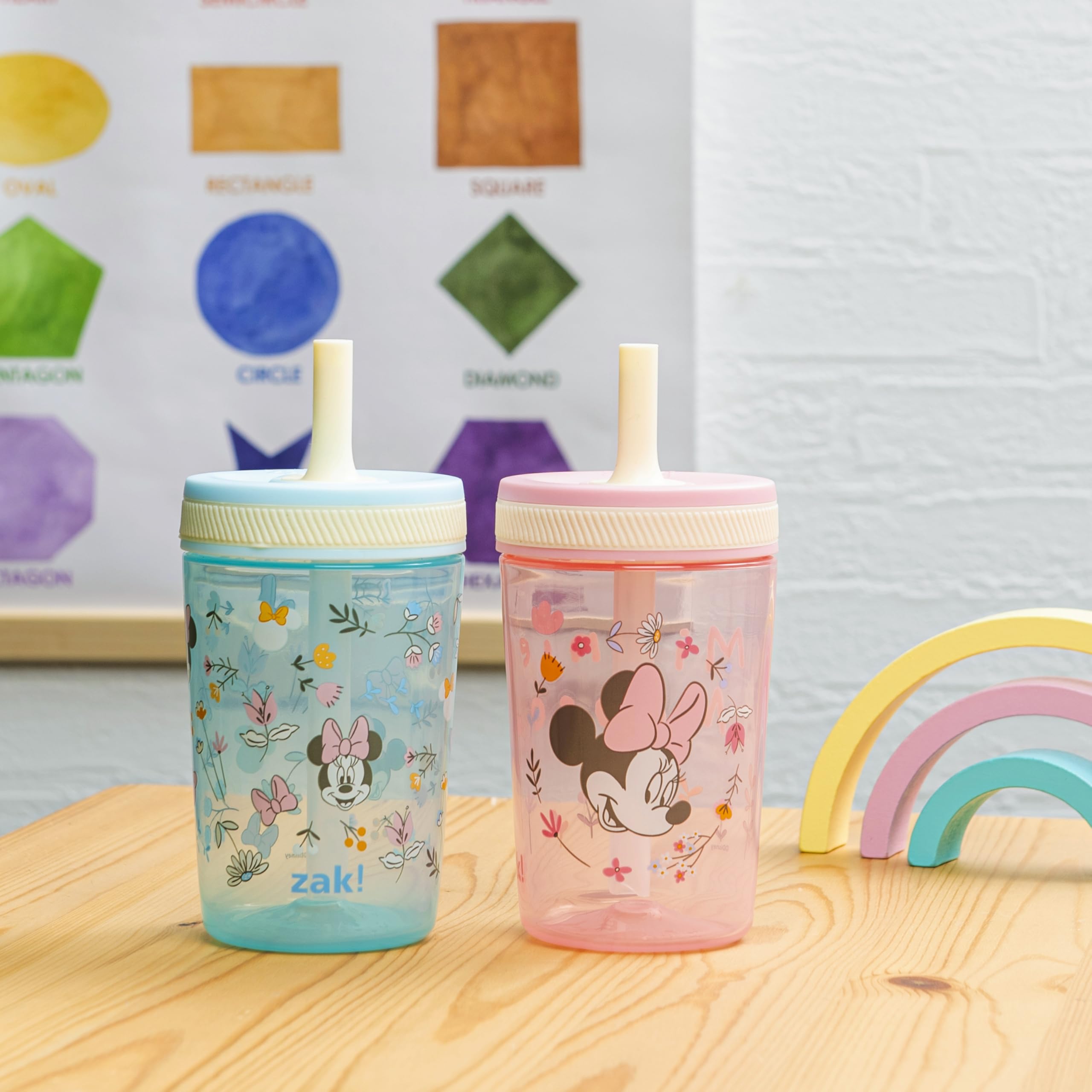 Zak Designs Minnie Mouse Kelso cups leak-proof straw reduces spills during car trips