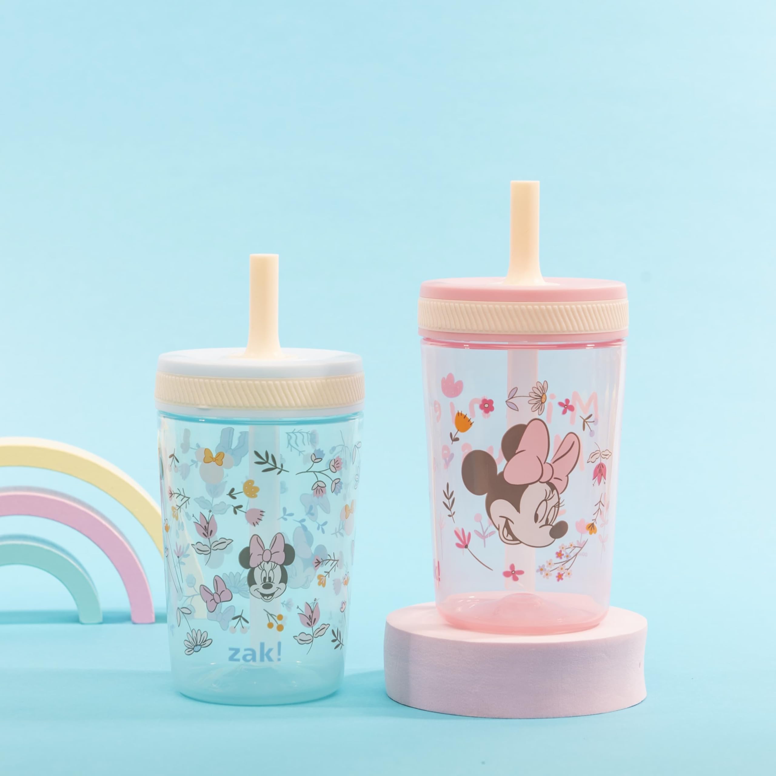 Zak Designs Minnie Mouse Kelso cups side-by-side, convenient two-pack for siblings