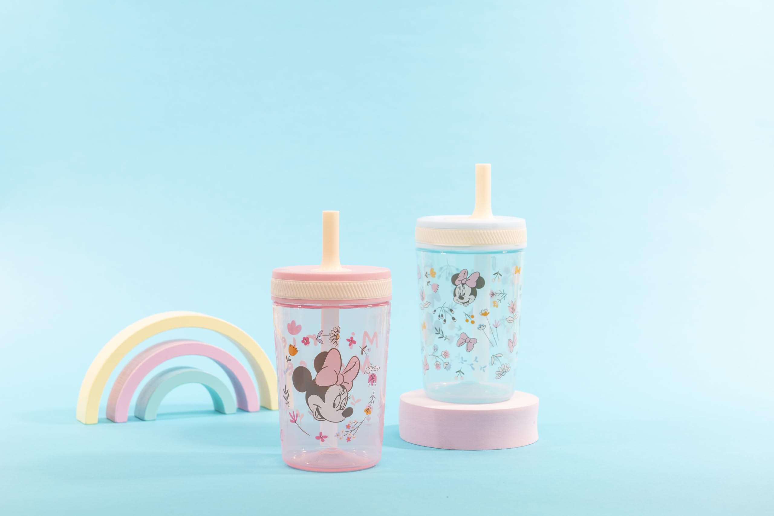 Zak Designs Minnie Mouse Kelso cups travel-ready, fits car cup holders