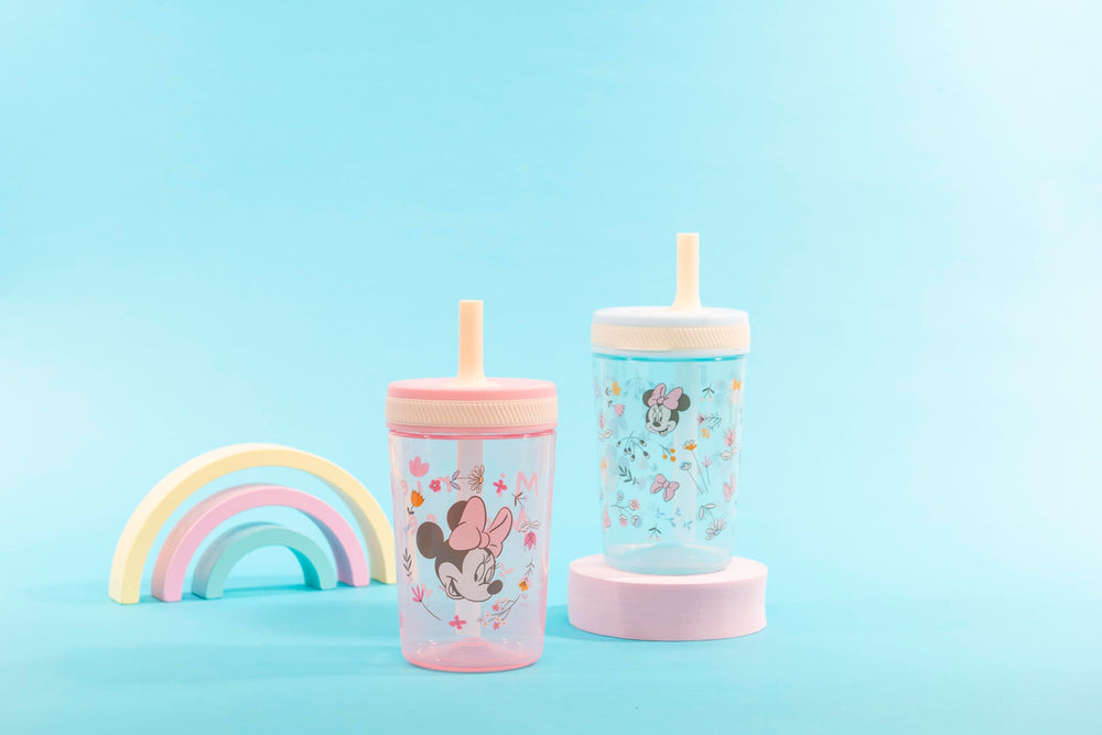 Zak Designs Minnie Mouse Kelso cups travel-ready, fits car cup holders