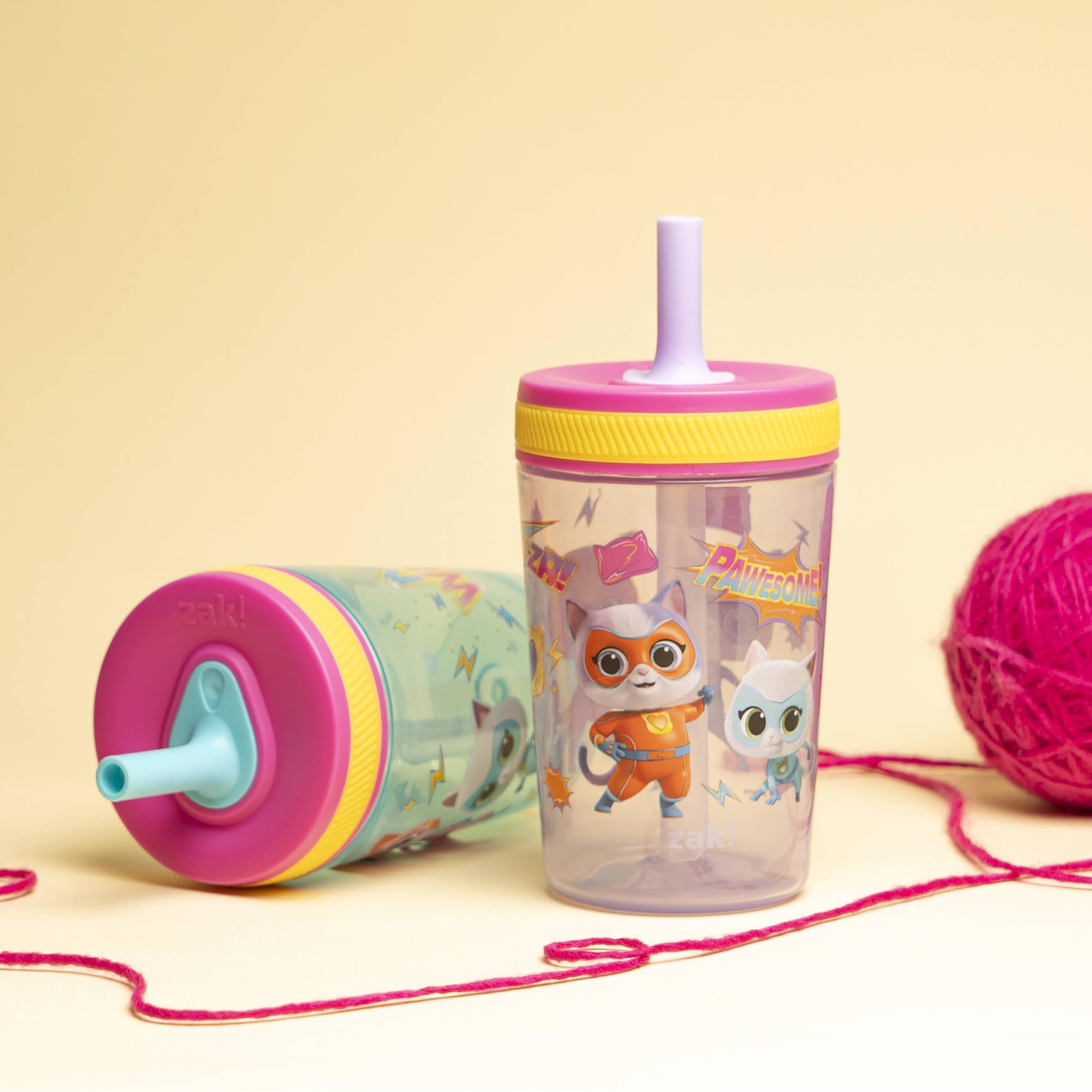 Zak Designs Disney SuperKitties Kelso toddler tumbler is dishwasher-safe for quick cleanup