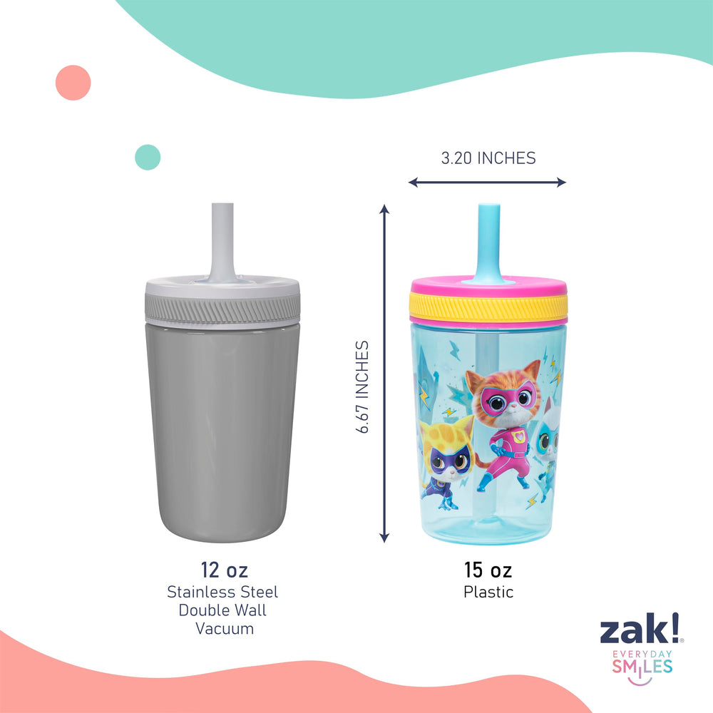 Zak Designs Disney SuperKitties Kelso toddler tumbler uses durable plastic for active kids