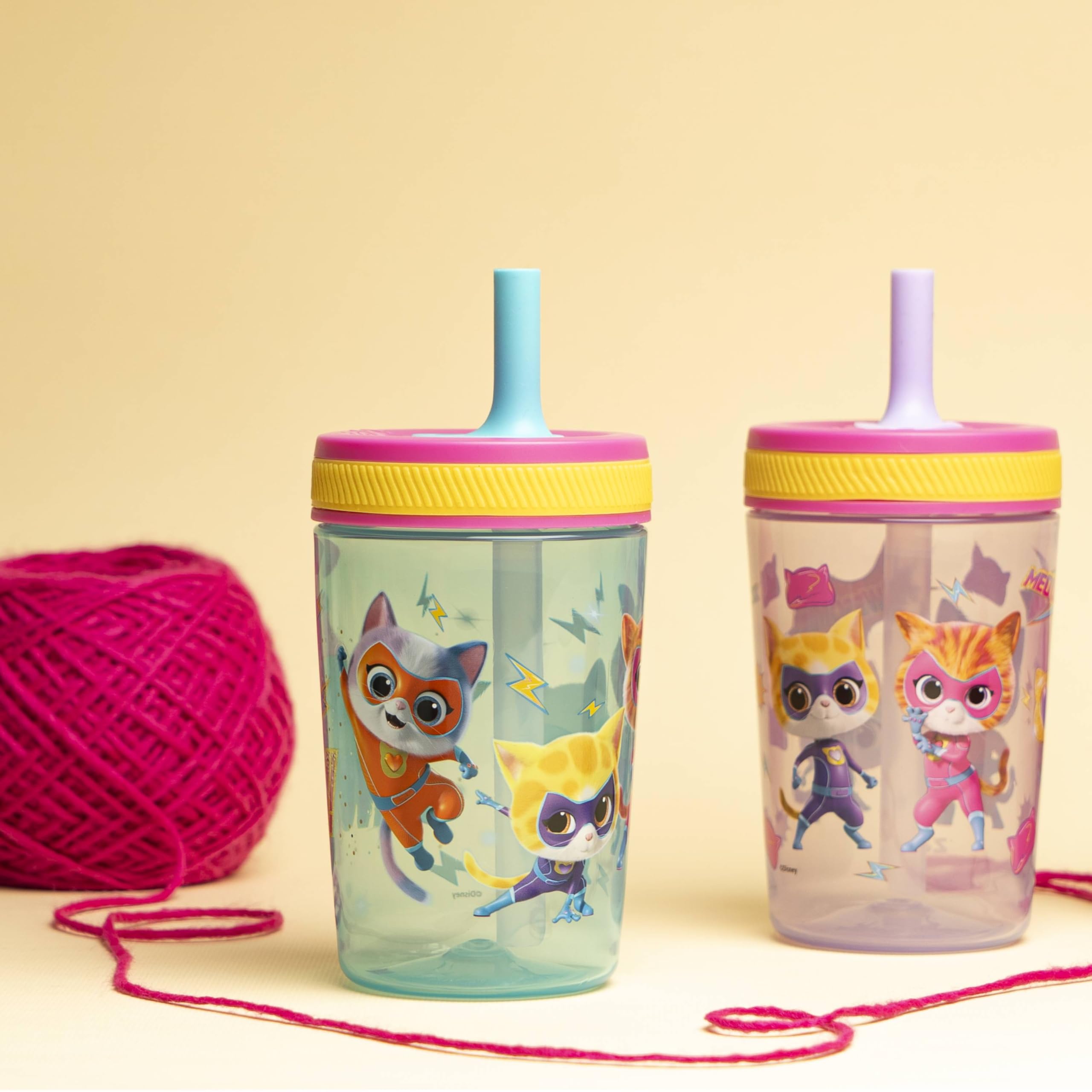Zak Designs Disney SuperKitties Kelso toddler tumbler with leak-proof design prevents spills during travel