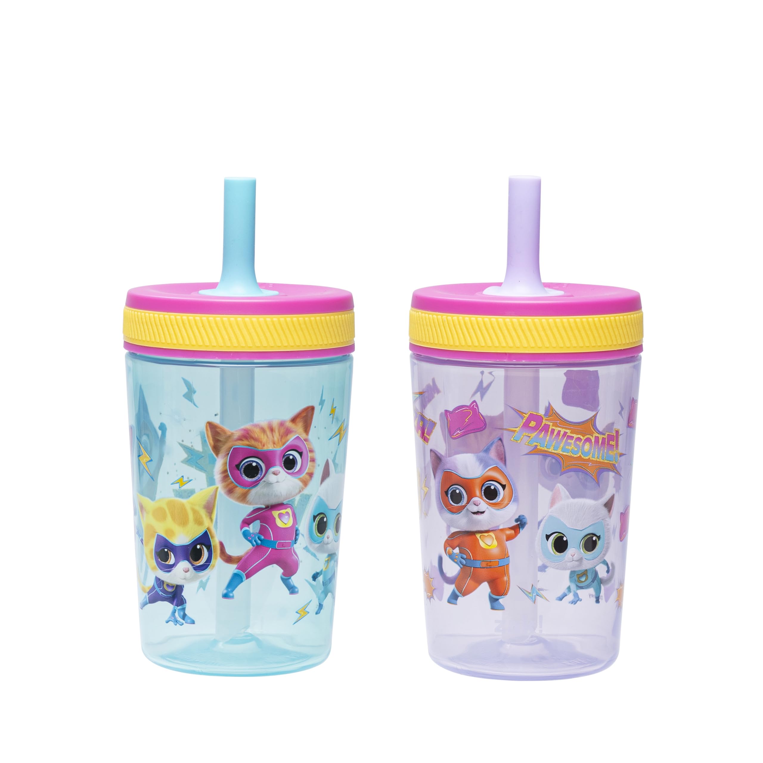 Zak Designs Disney SuperKitties Kelso toddler tumbler straw pour for smooth sipping on the go
