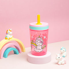 Zak Designs Hello Kitty tumbler lid close-up shows leak-proof seal for mess-free sipping