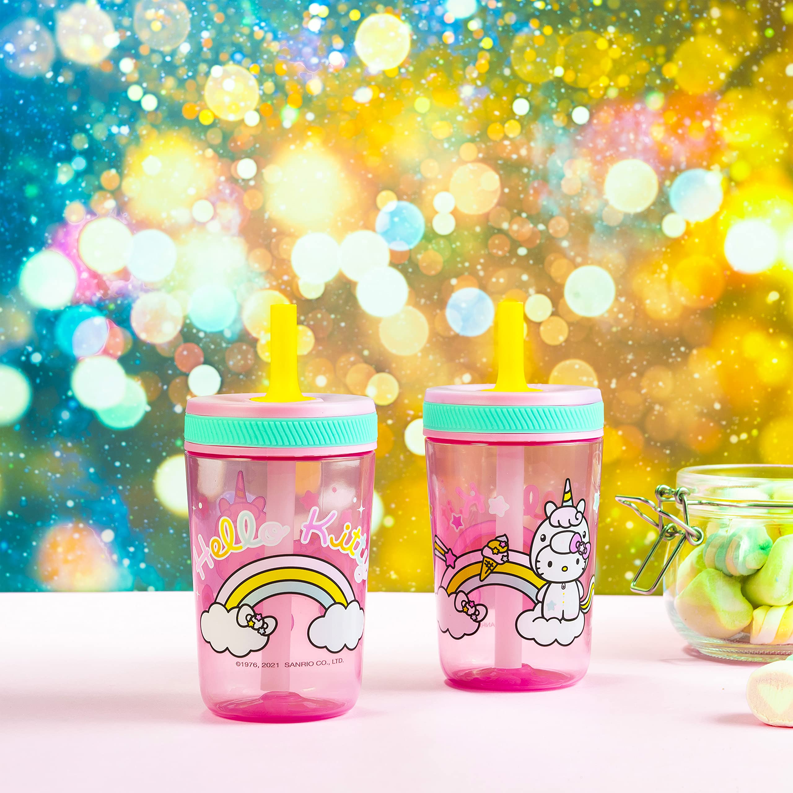 Zak Designs Hello Kitty straw close-up highlights soft sip for kids