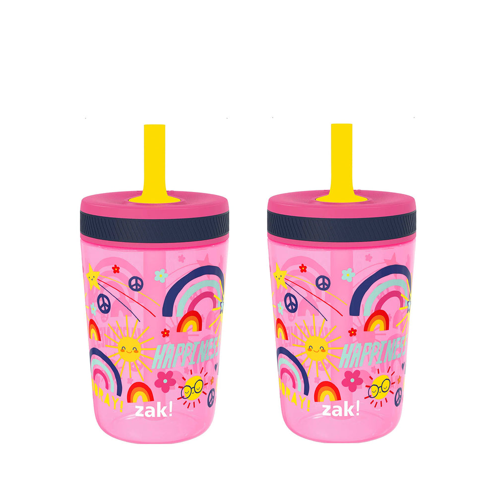 Zak Designs Kelso 15oz tumbler set front view for kid-friendly on-the-go hydration.