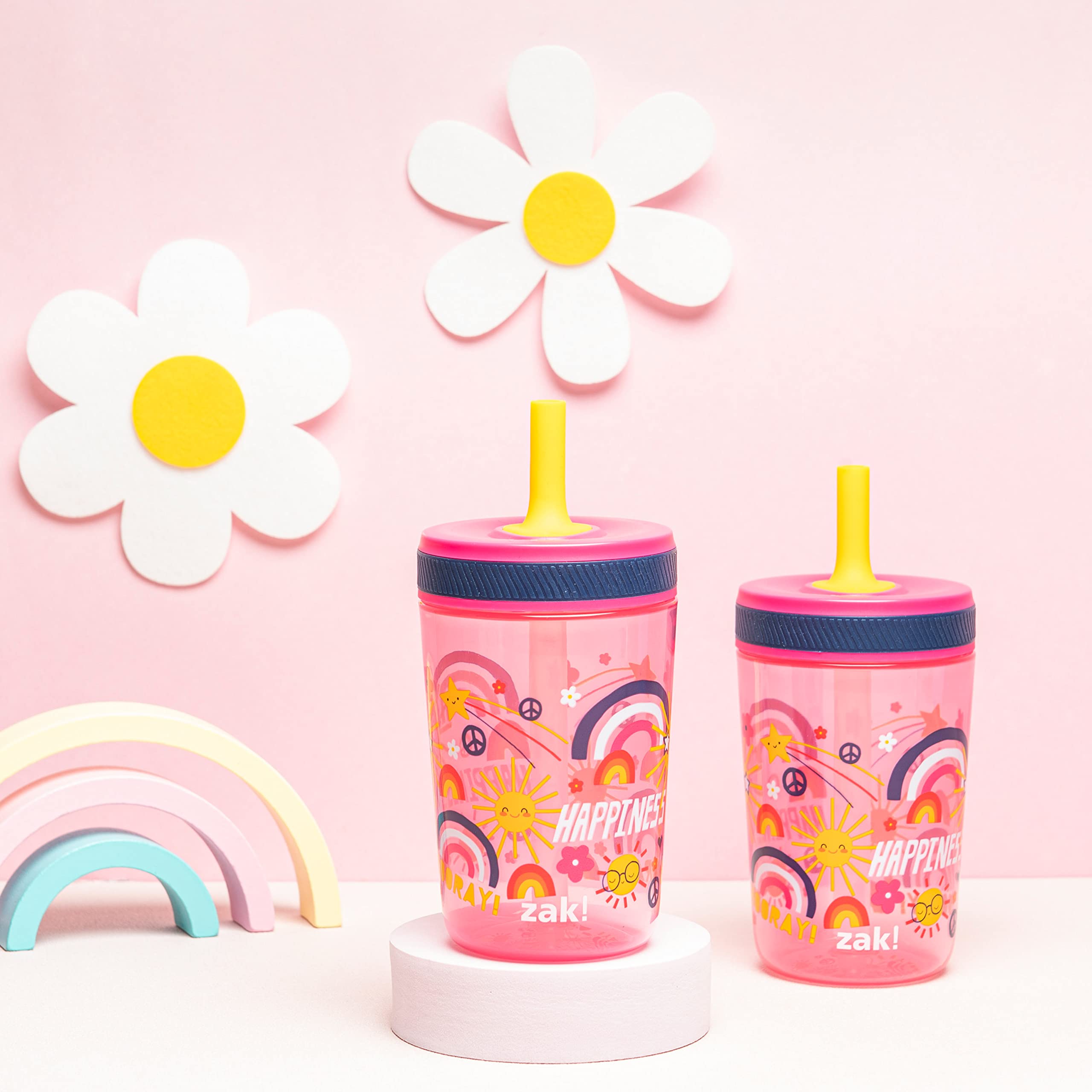 Zak Designs Kelso leak-proof lid assembly with straw for spill-free sipping.