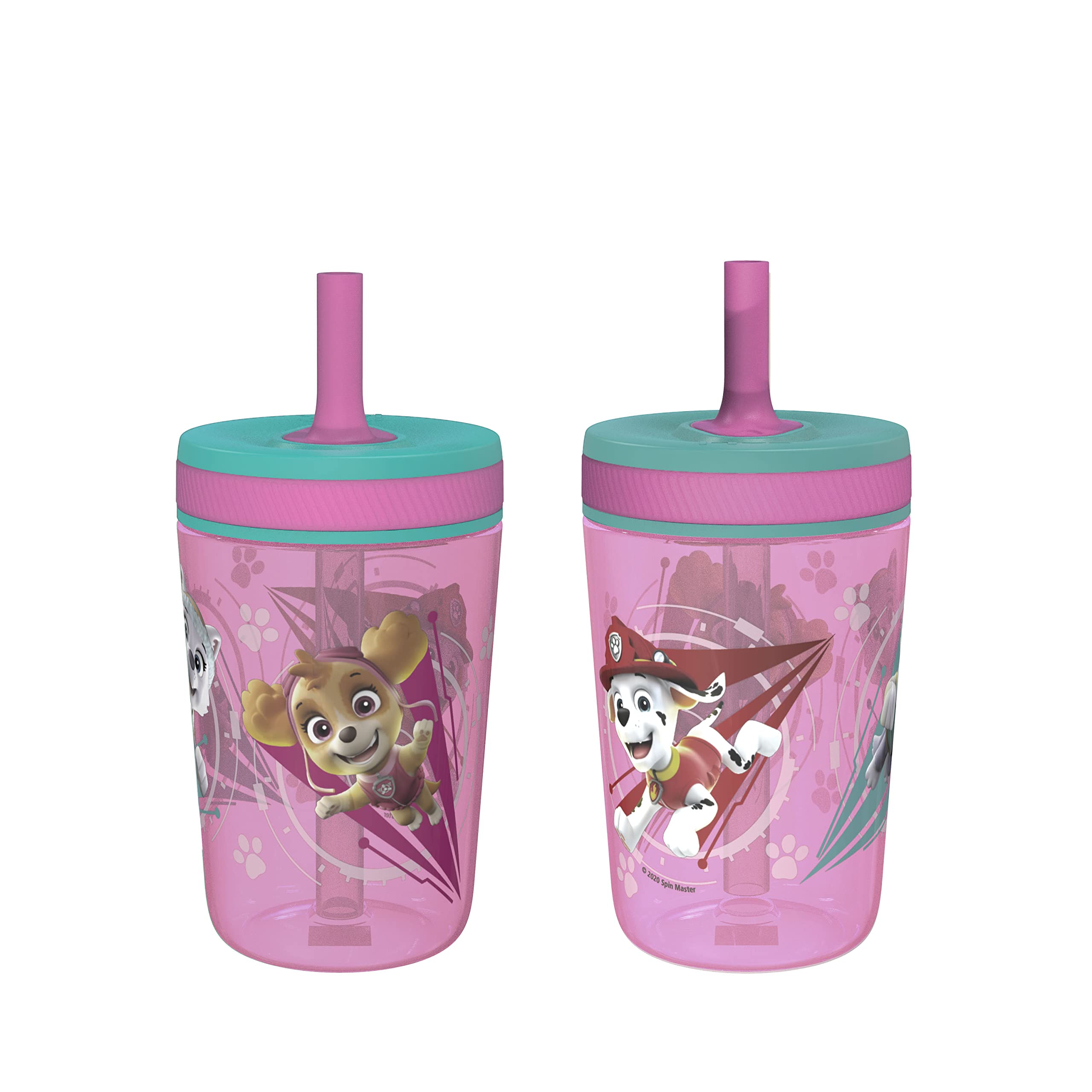 Zak Designs Kelso tumbler front view with Skye and Everest for kid-friendly hydration on the go