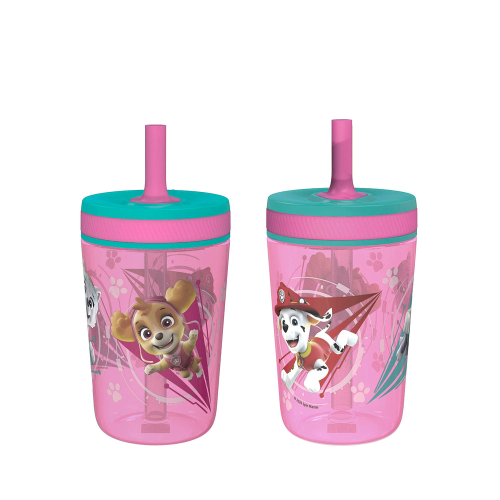 Zak Designs Kelso tumbler front view with Skye and Everest for kid-friendly hydration on the go