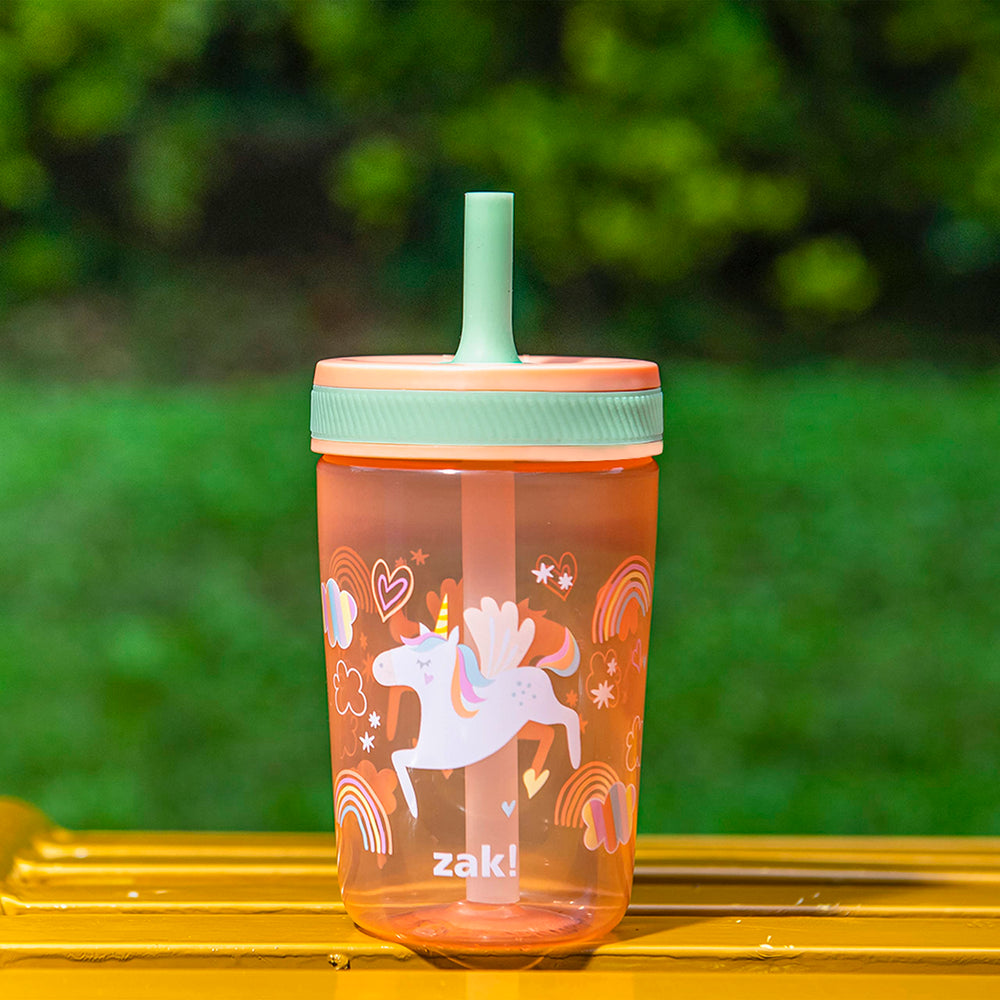 Zak Designs Kelso durable plastic with silicone straw texture