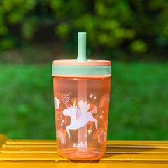 Zak Designs Kelso durable plastic with silicone straw texture