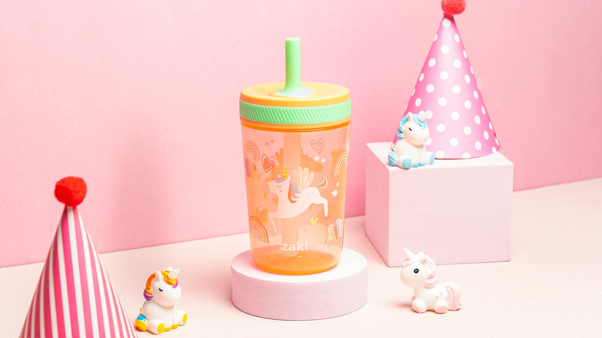 Zak Designs Kelso kids gift-ready unicorn tumbler set