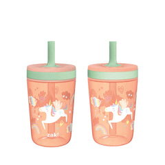 Zak Designs Kelso tumbler set unicorn lid straw for easy sipping