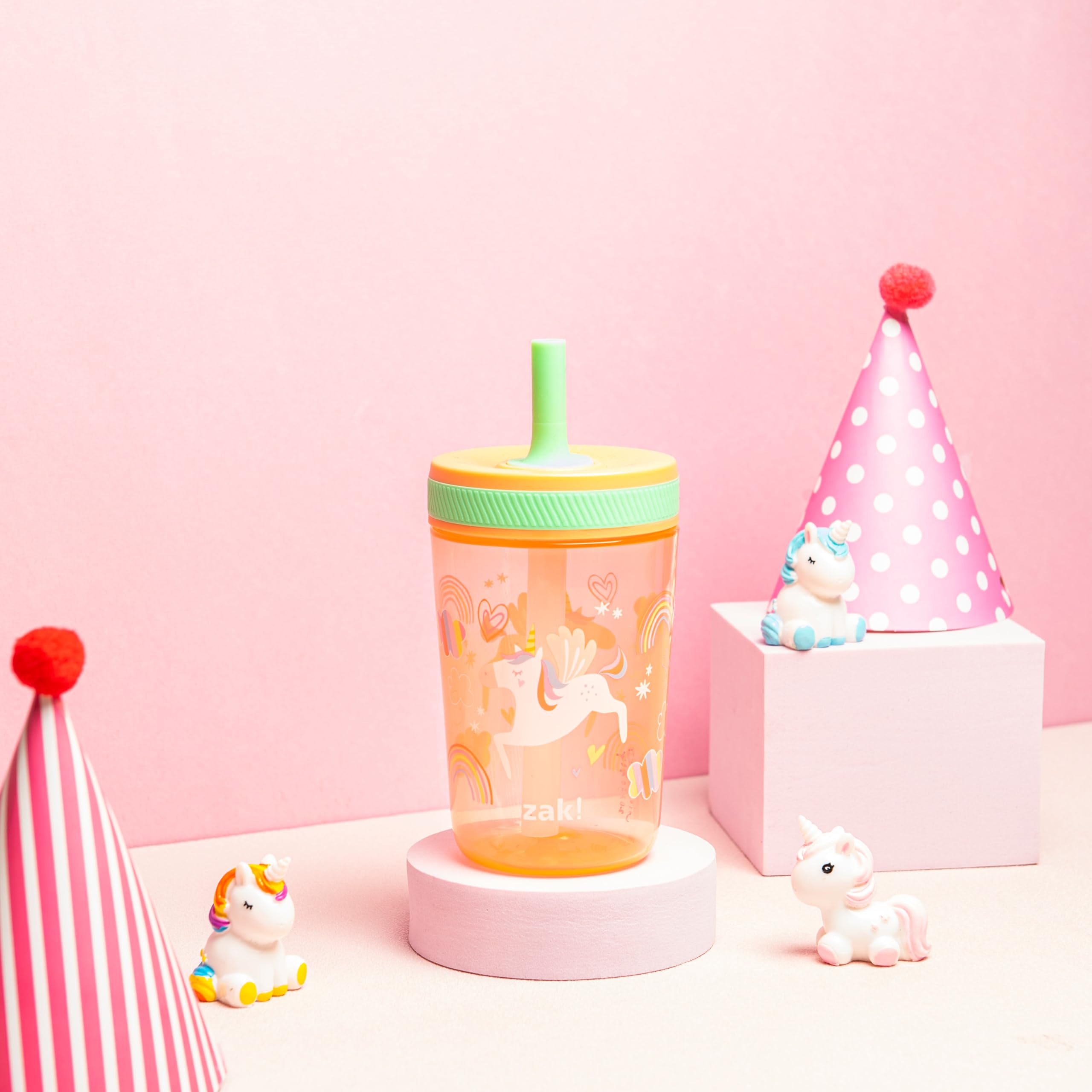 Zak Designs Kelso unicorn design close-up on tumbler
