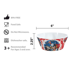 Zak Designs Marvel bowl 6 inch, durable melamine for everyday snacks.