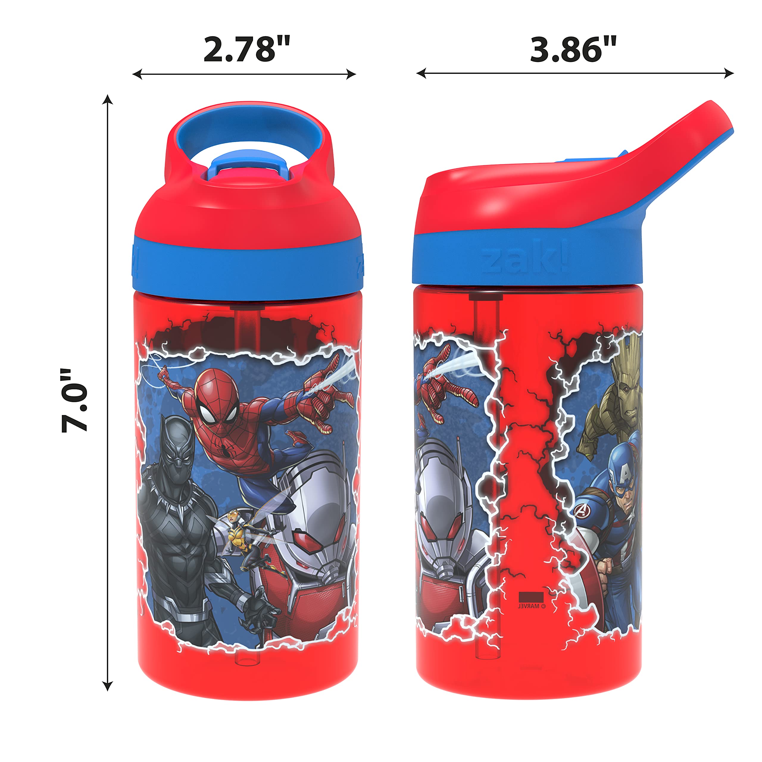 Zak Designs Marvel complete dinnerware set shown in lifestyle image.