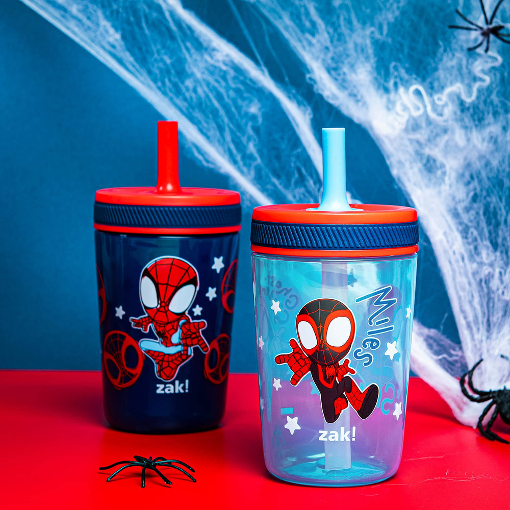 Zak Designs Spider-Man Kelso cups in dishwasher for easy cleaning.