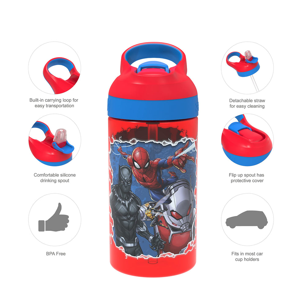 Zak Designs Marvel wraparound art highlights bold character imagery.
