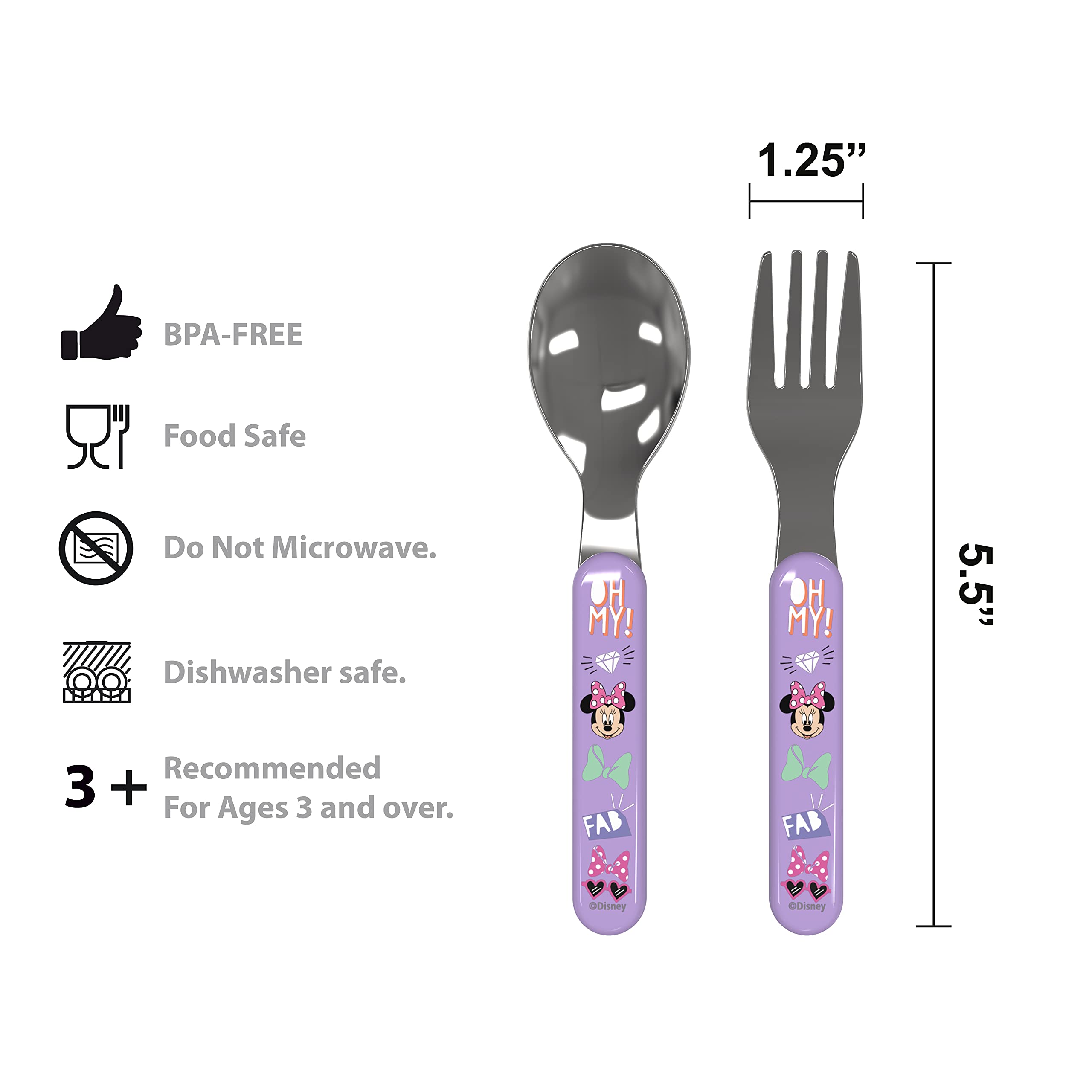 Zak Designs Minnie Mouse durable materials emphasize plastic and stainless steel for everyday use