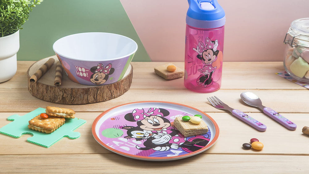 Zak Designs Minnie Mouse packaging display shows ready-to-use set for gifting