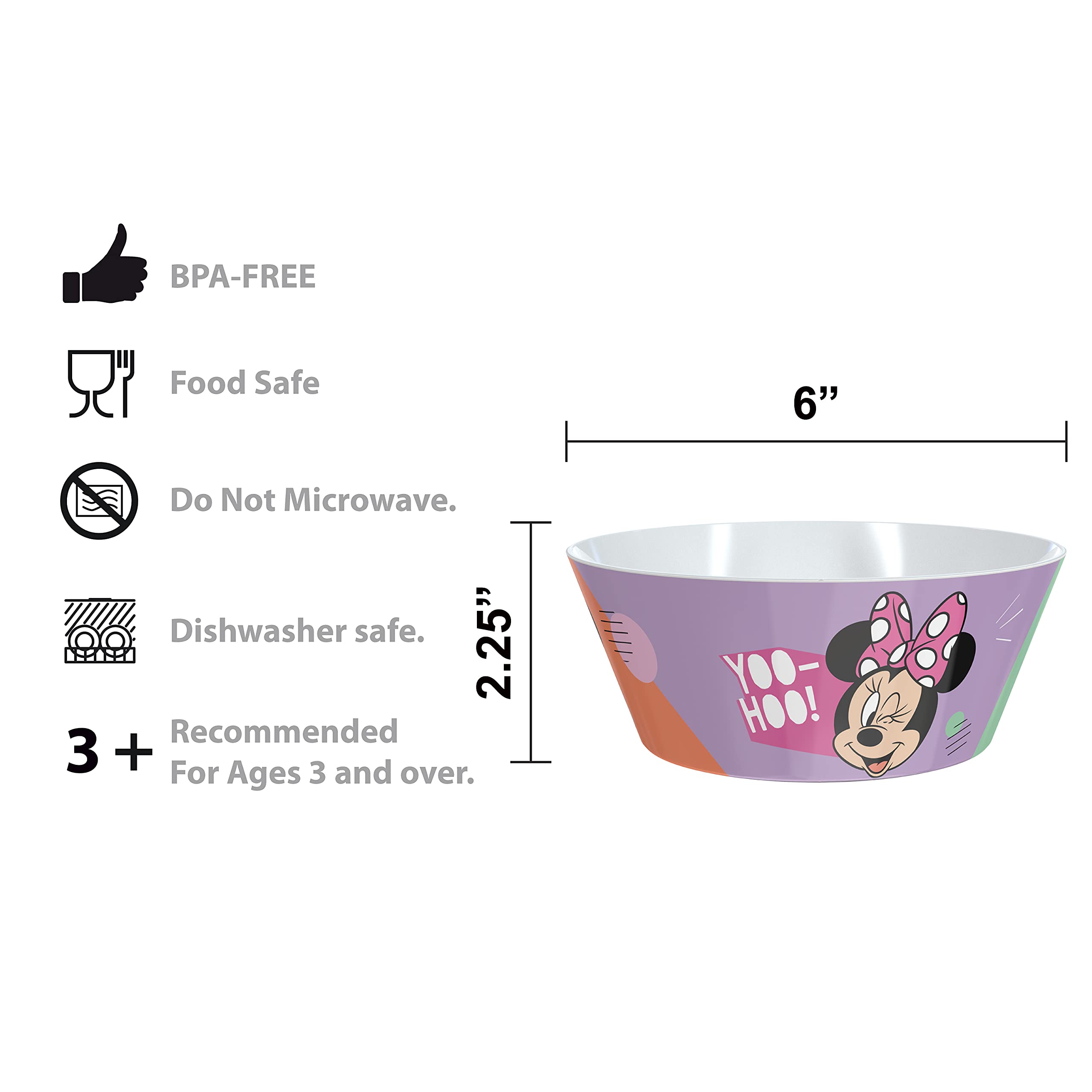 Zak Designs Minnie Mouse dining setup on table shows kid-friendly mealtime routine