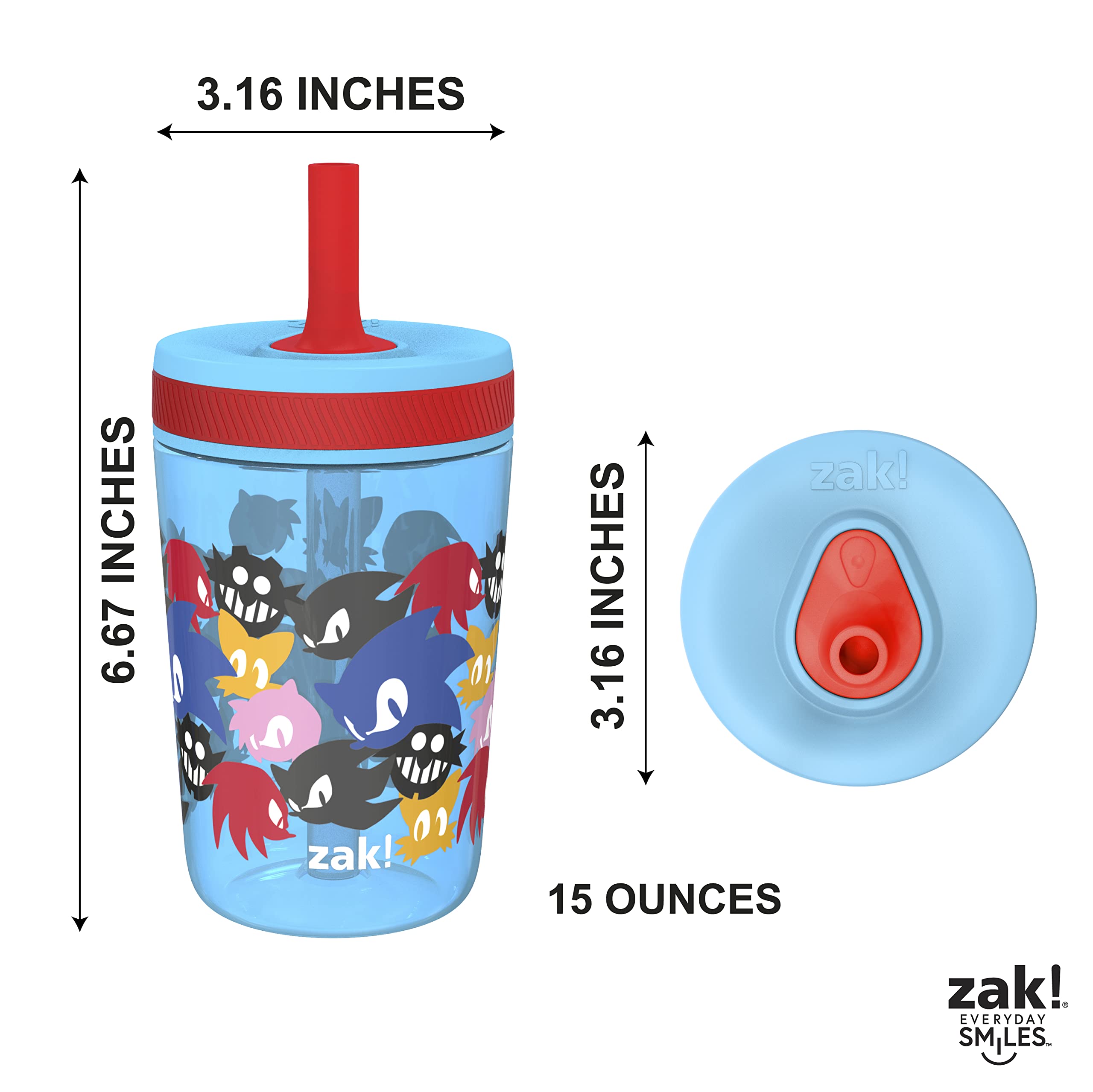 Zak Designs Sonic toddler cups two-pack kid-friendly design shows built-in valve straw comfort