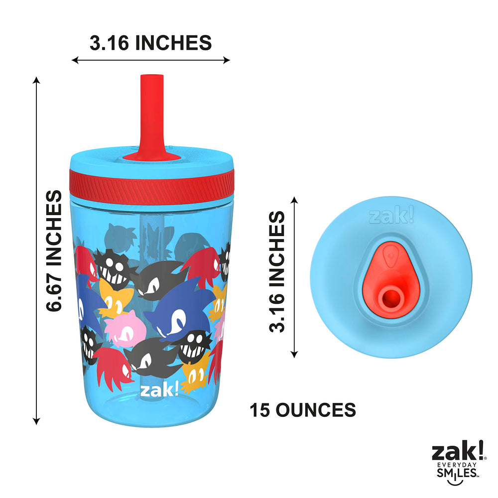 Zak Designs Sonic toddler cups two-pack kid-friendly design shows built-in valve straw comfort