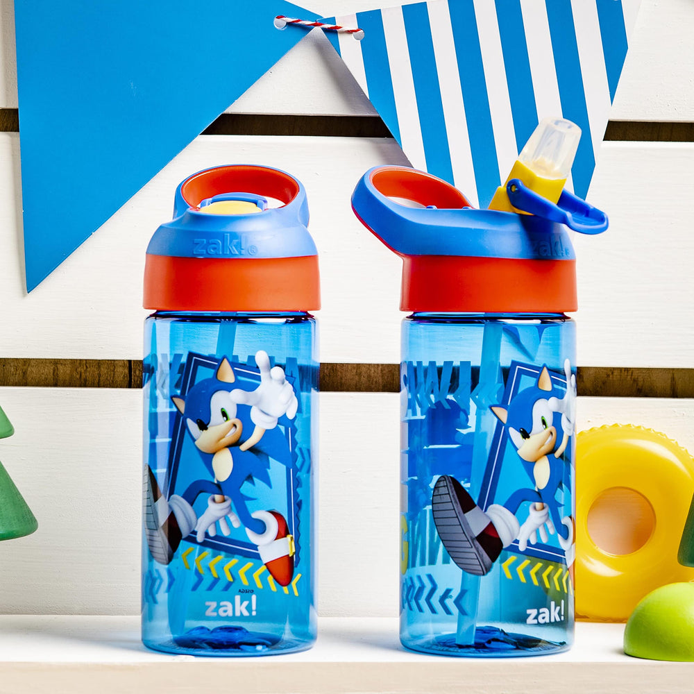 Zak Designs Sonic water bottle clean spout cap protects kids spout