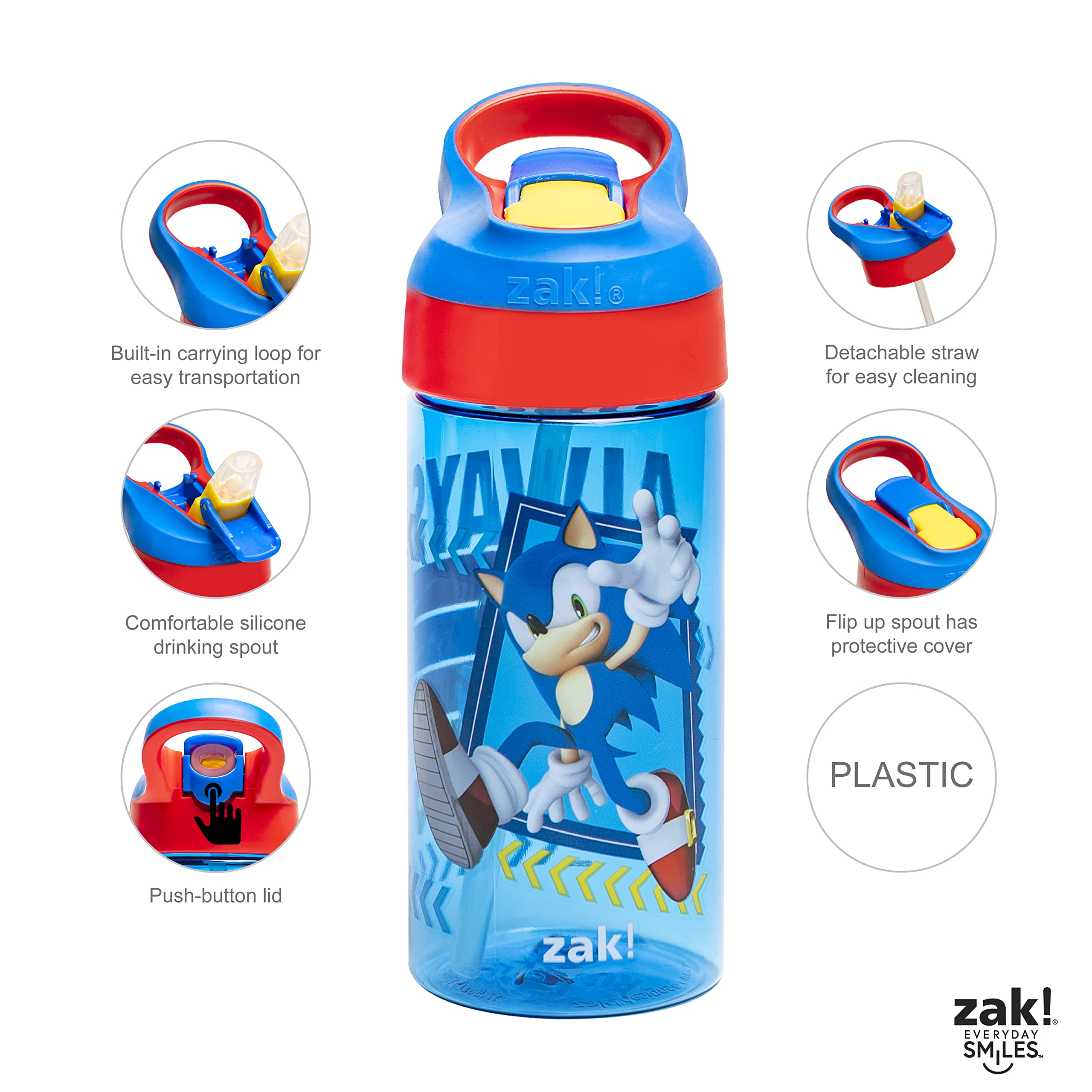Zak Designs Sonic water bottle fits car cup holders for quick trips