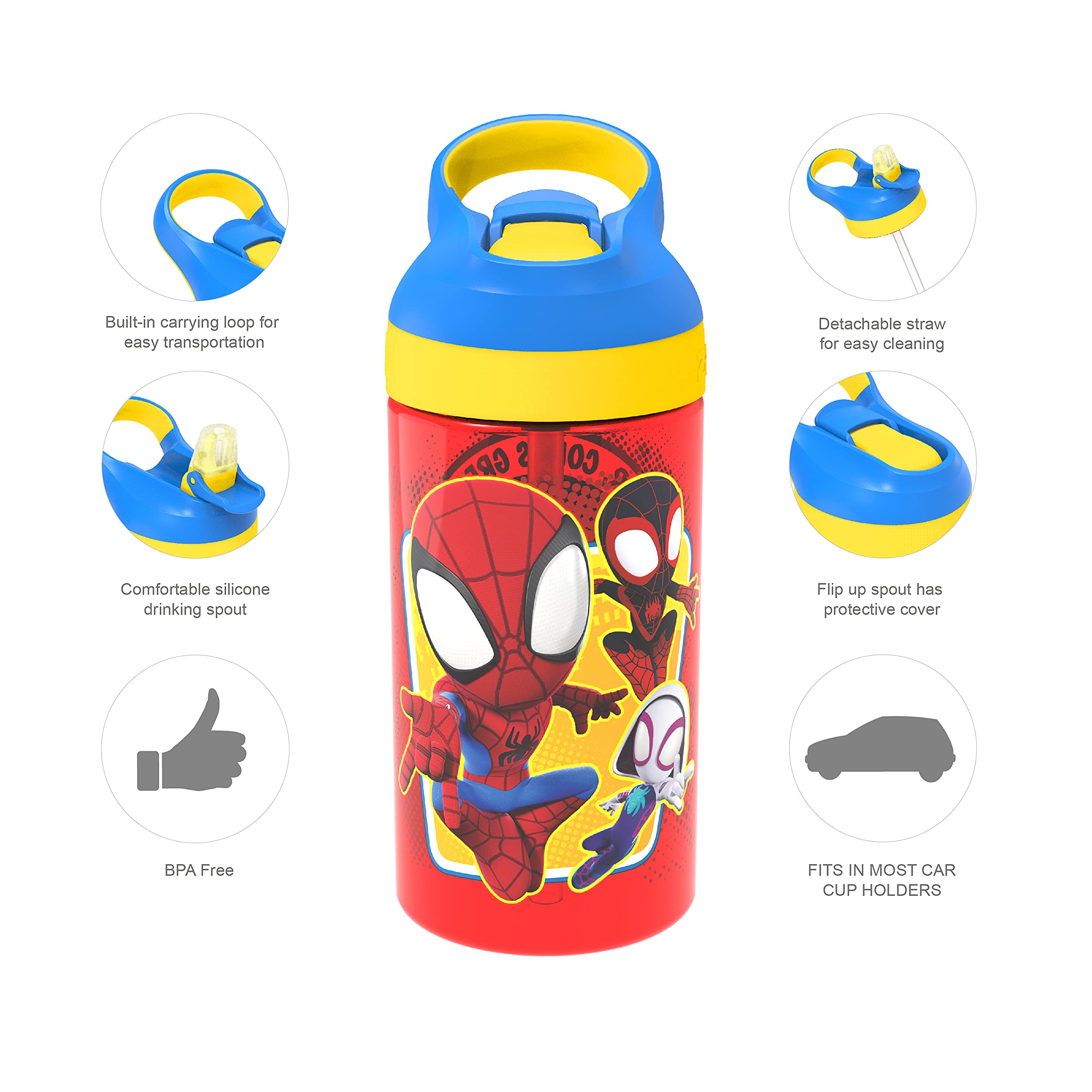 Zak Designs Spidey spoon designed for comfortable grip and easy scooping.
