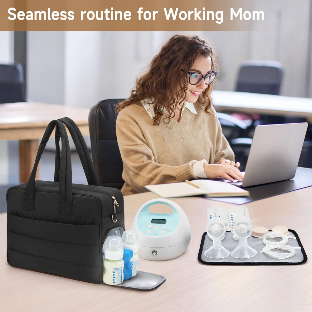 Zalirium breast pump bag with laptop sleeve shows work-ready versatility.