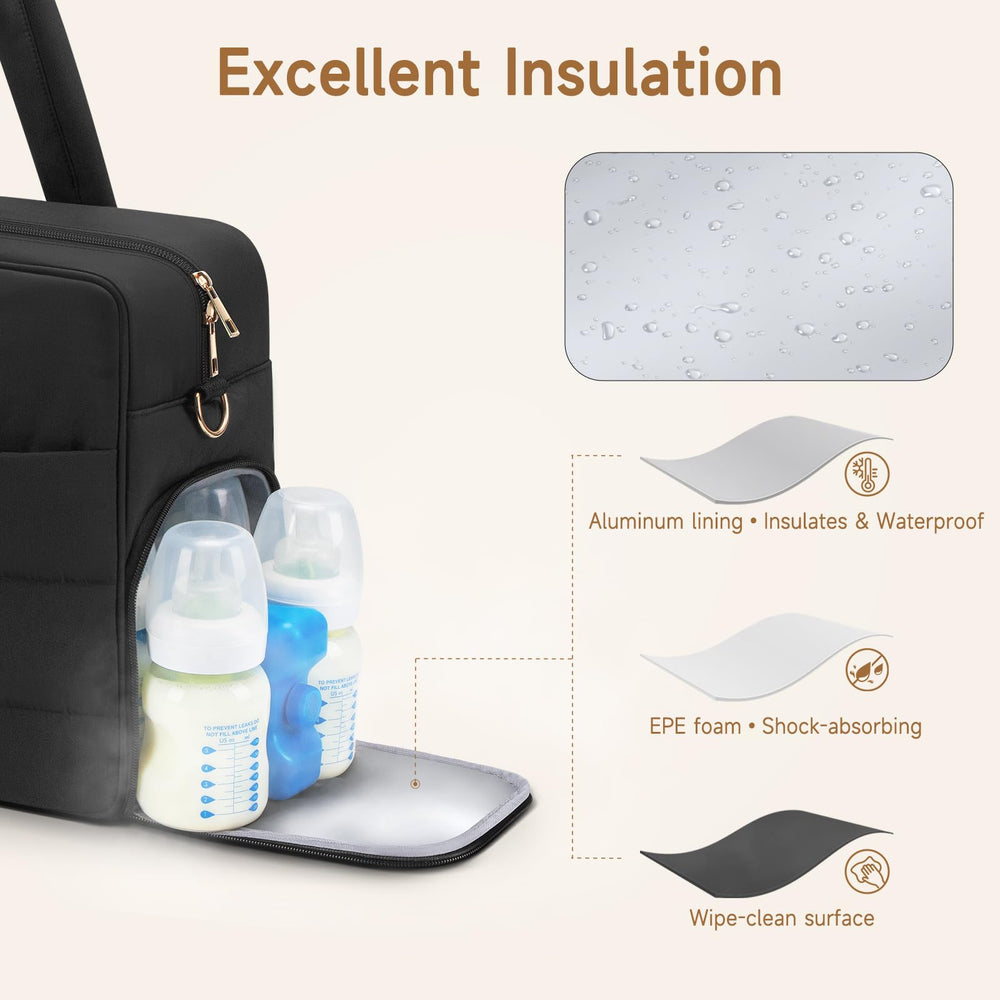 Zalirium breast pump bag side-access view for quick pump and bottle access.