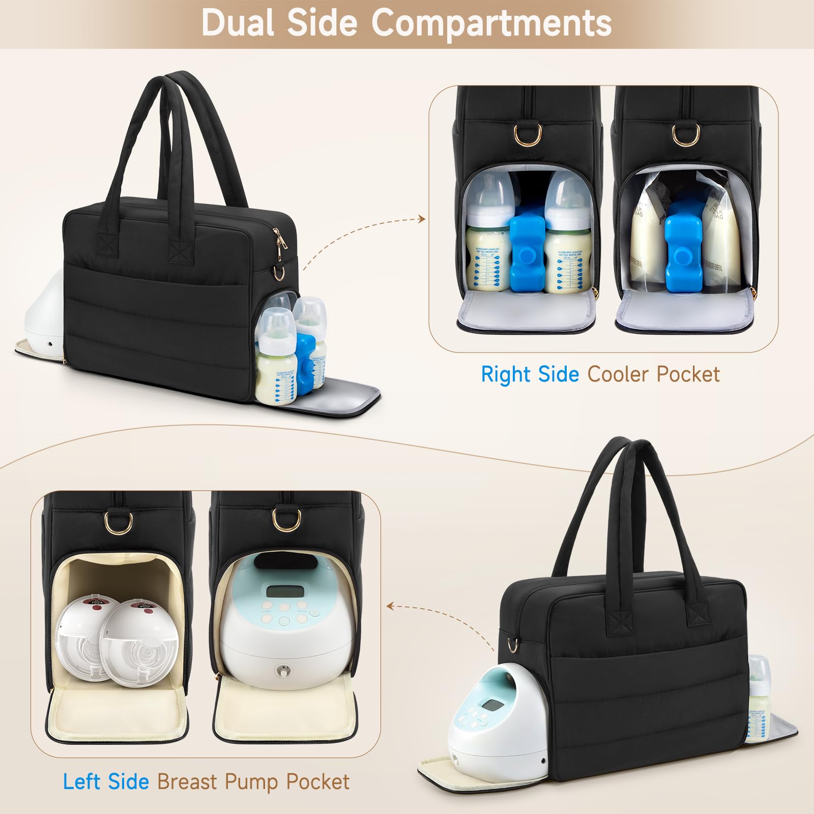 Zalirium insulated breastmilk cooler pocket shows reusable ice pack for long-lasting cooling.