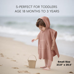Zamlory hooded kids towel on beach for playtime and sun safety.