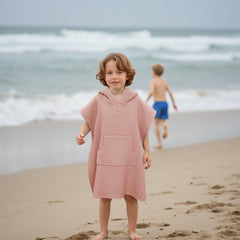 Zamlory hooded kids towel poolside wrap demonstrates quick-dry after splash.