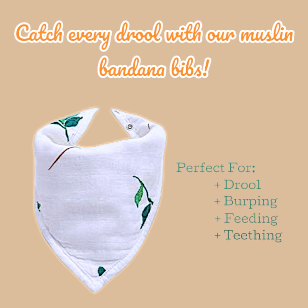 ZandH Global bandana drool bib features leaf print and drool protection.