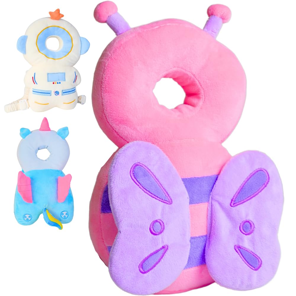 Zanith baby head protector backpack butterfly front view showing design and size