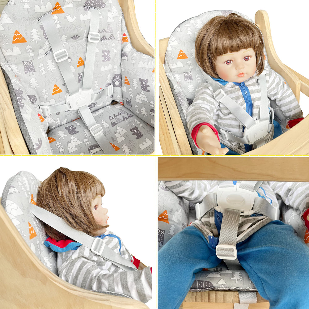 ZARPMA highchair cushion harness holes closeup illustrates adjustable seating
