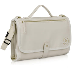 Zaveena portable diaper changing pad cream exterior for stylish on-the-go changes.