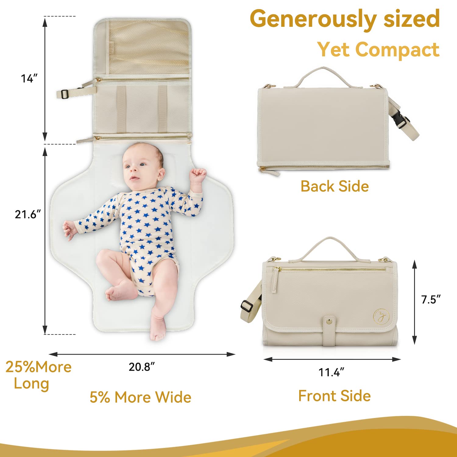 Zaveena cream pad with adjustable shoulder strap for hands-free travel.