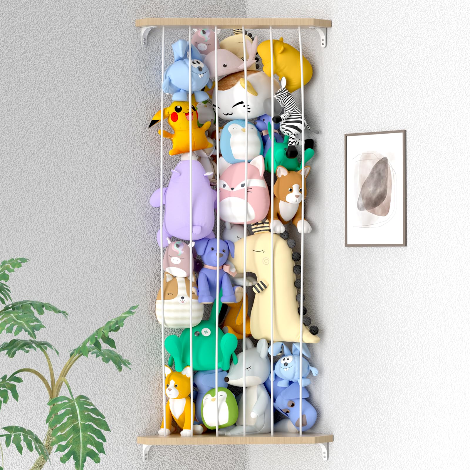 Zayysoha stuffed-animal-storage-wood-hammock wall-mounted corner design for nurseries.